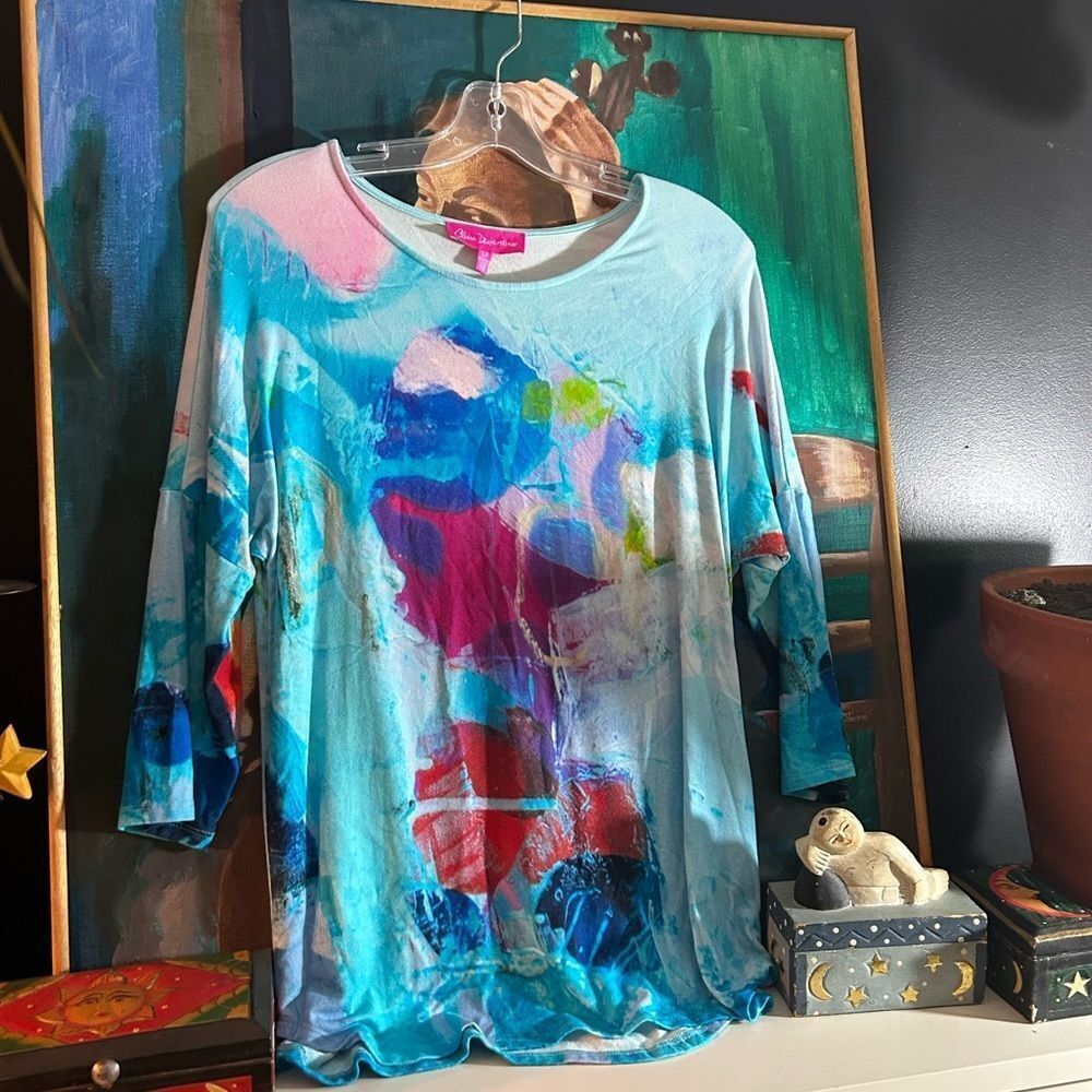 Claire Desjardins Colorful Abstract Women's Blouse Size S - Picture 14 of 15